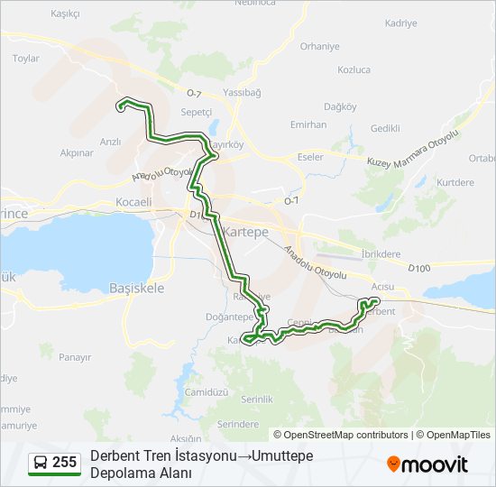 255 bus Line Map