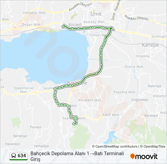 634 Bus Line Map
