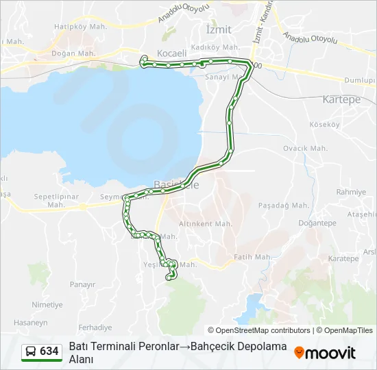 634 Bus Line Map