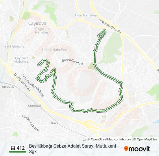 412 Bus Line Map