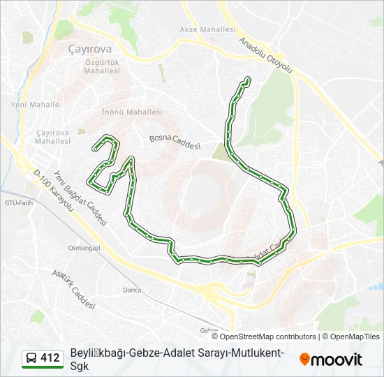 412 Bus Line Map