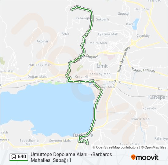 640 otobüs Hattı Haritası