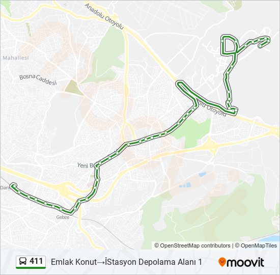 411 bus Line Map