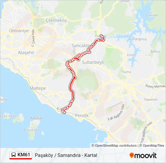 KM61 Bus Line Map