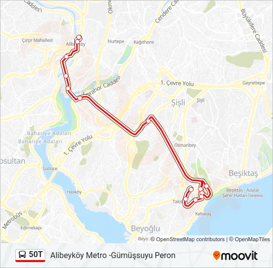 50T Bus Line Map