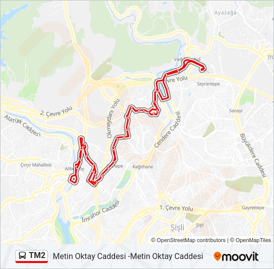 TM2 otobüs Hattı Haritası
