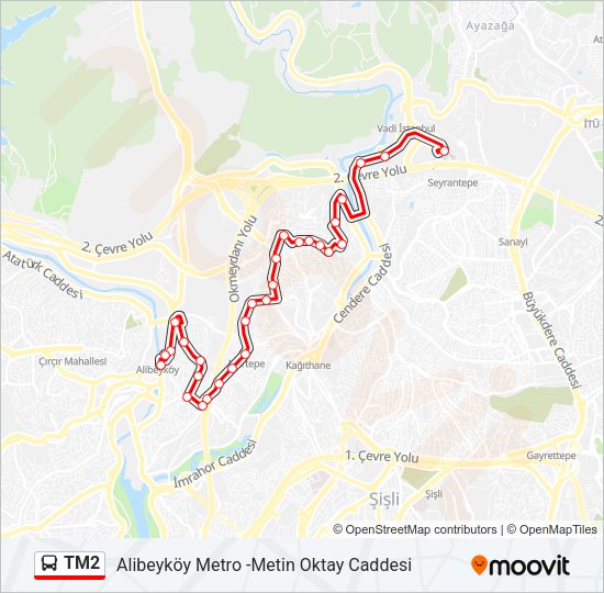 TM2 otobüs Hattı Haritası