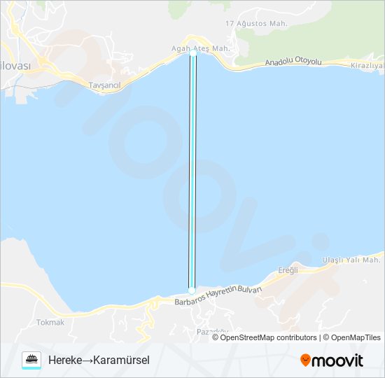 Karamürsel - Hereke vapur Hattı Haritası