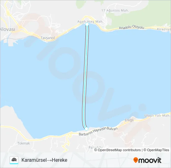 KARAMÜRSEL - HEREKE Ferry Line Map