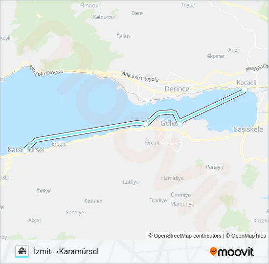 İZMIT - GÖLCÜK - D.DERE - KARAMÜRSEL Ferry Line Map