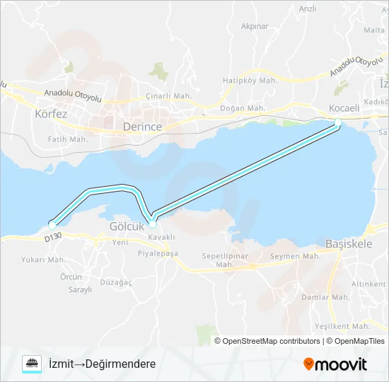 İZMIT - GÖLCÜK - D.DERE - KARAMÜRSEL Ferry Line Map