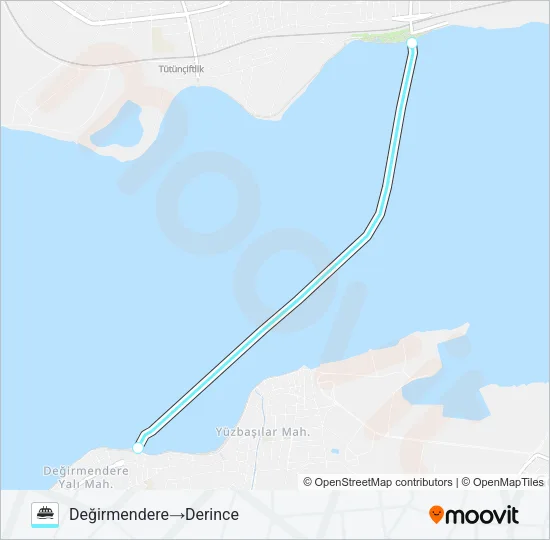 GÖLCÜK - DERINCE - T.ÇIFTLIK - D.DERE Ferry Line Map