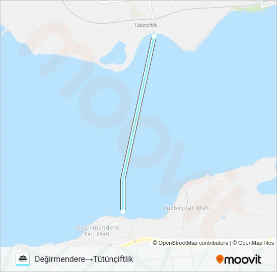 GÖLCÜK - DERINCE - T.ÇIFTLIK - D.DERE Ferry Line Map