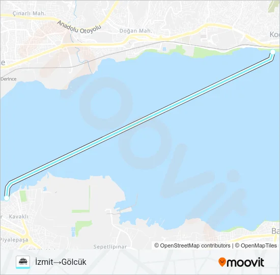 İZMIT - GÖLCÜK - DERINCE - T.ÇIFTLIK - D.DERE Ferry Line Map