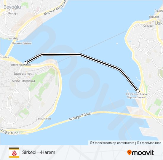 HAREM - SIRKECI Ferry Line Map