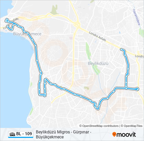 BL - 109 dolmus & minibus Line Map
