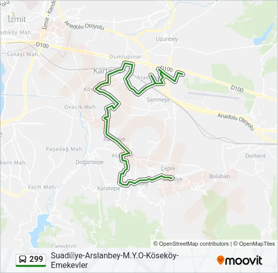 299 Bus Line Map