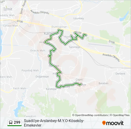 299 Bus Line Map