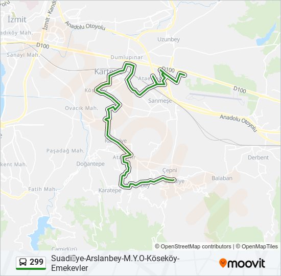 299 bus Line Map