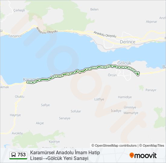 753 otobüs Hattı Haritası