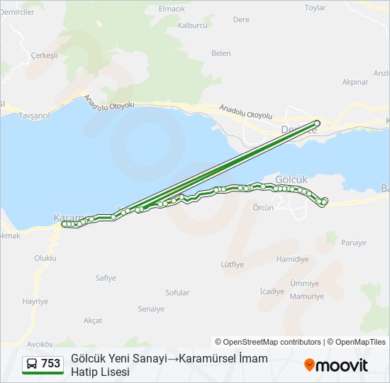 753 otobüs Hattı Haritası