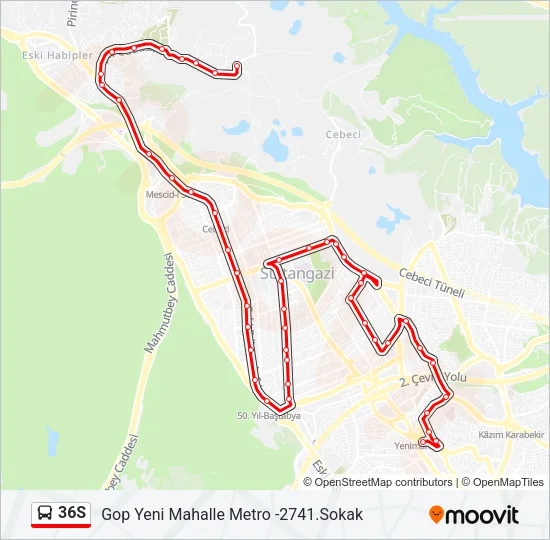 36S Bus Line Map
