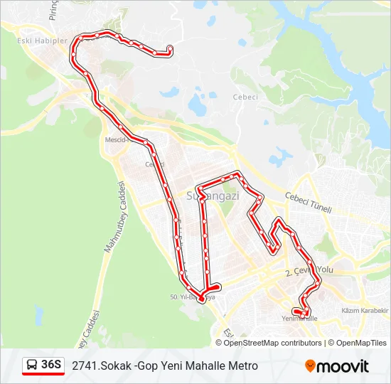 36S Bus Line Map