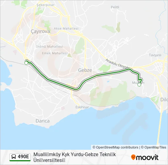 490E Bus Line Map