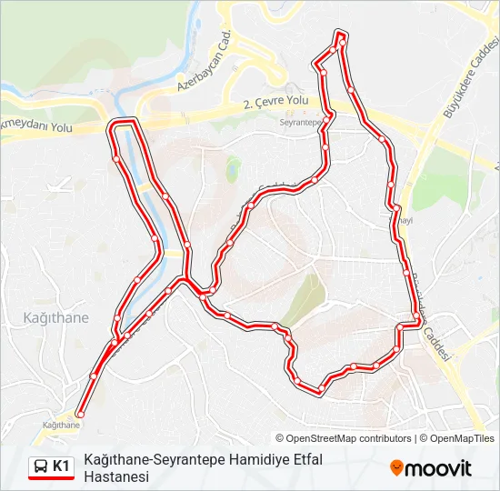 K1 Bus Line Map