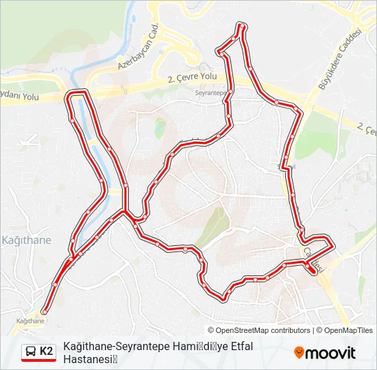 K2 Bus Line Map