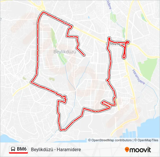 BM6 otobüs Hattı Haritası