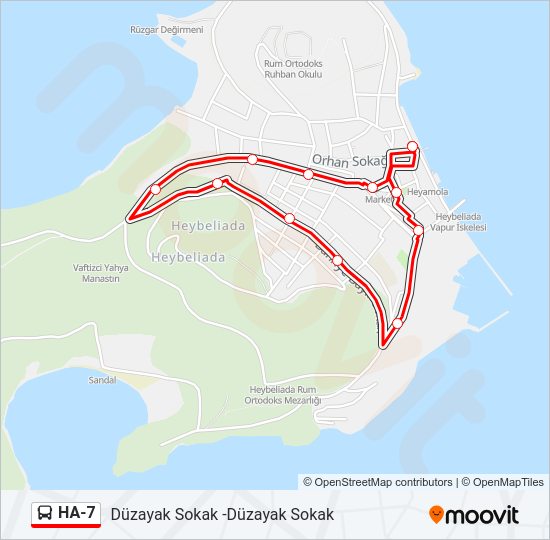 HA-7 otobüs Hattı Haritası