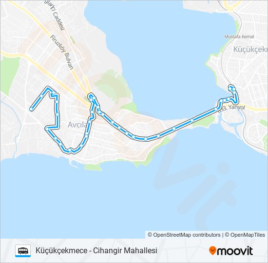 KÜÇÜKÇEKMECE-AVCILAR-CIHANGIR MH. minibüs / dolmuş Hattı Haritası