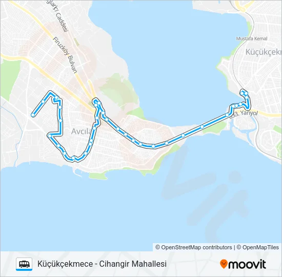 KÜÇÜKÇEKMECE-AVCILAR-CIHANGIR MH. Dolmus & Minibus Line Map