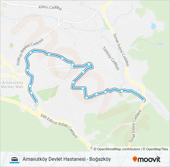 BOĞAZKÖY – ARNAVUTKÖY DEVLET HASTANESI Dolmus & Minibus Line Map