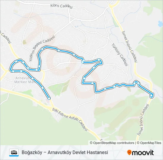 BOĞAZKÖY – ARNAVUTKÖY DEVLET HASTANESI Dolmus & Minibus Line Map