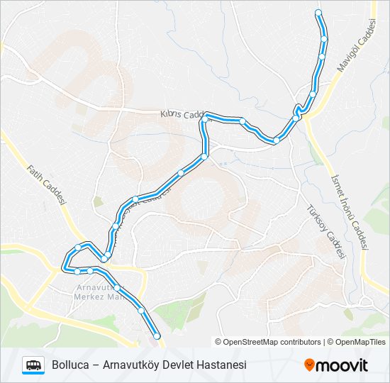 BOLLUCA – ARNAVUTKÖY DEVLET HASTANESI minibüs / dolmuş Hattı Haritası