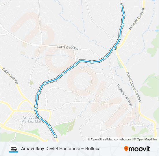BOLLUCA – ARNAVUTKÖY DEVLET HASTANESI minibüs / dolmuş Hattı Haritası