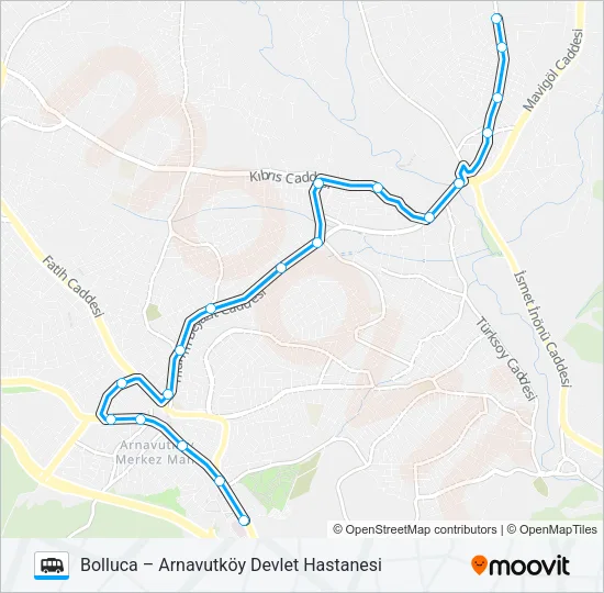BOLLUCA – ARNAVUTKÖY DEVLET HASTANESI Dolmus & Minibus Line Map