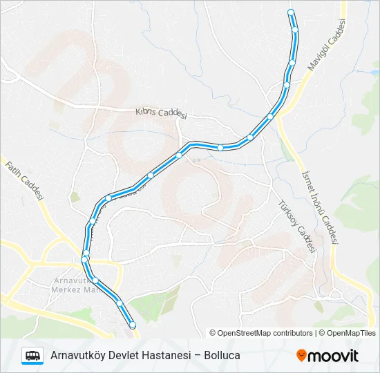BOLLUCA – ARNAVUTKÖY DEVLET HASTANESI Dolmus & Minibus Line Map