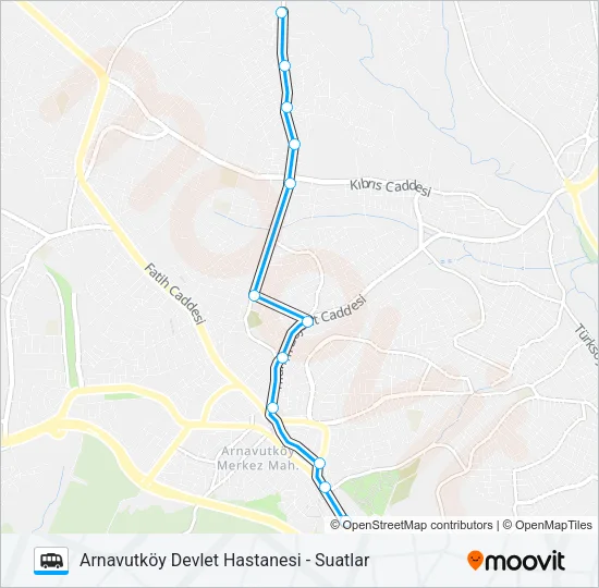 SUATLAR - ARNAVUTKÖY DEVLET HASTANESI Dolmus & Minibus Line Map