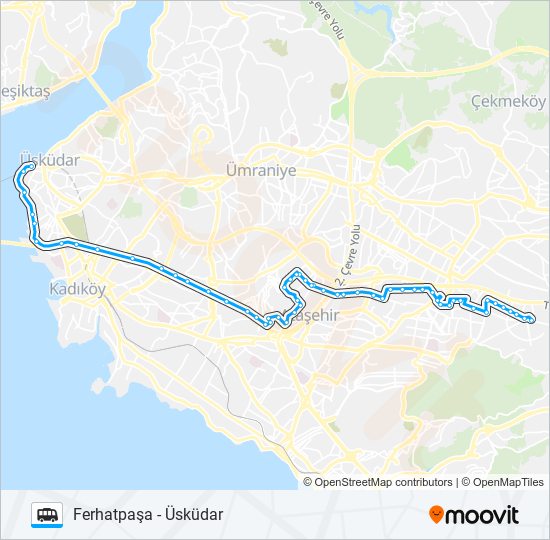 ÜSKÜDAR- BATI ATAŞEHIR-ATAŞEHIR-FERHATPAŞA dolmus & minibus Line Map