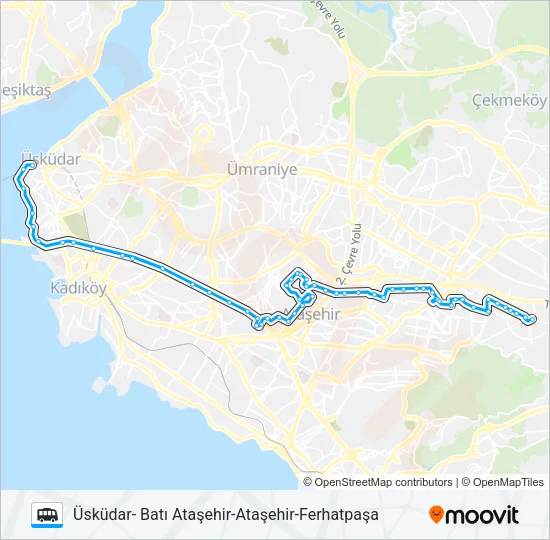 ÜSKÜDAR- BATI ATAŞEHIR-ATAŞEHIR-FERHATPAŞA Dolmus & Minibus Line Map