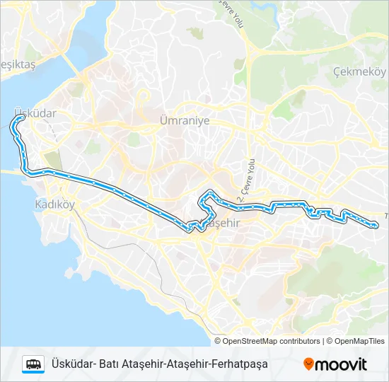 ÜSKÜDAR- BATI ATAŞEHIR-ATAŞEHIR-FERHATPAŞA Dolmus & Minibus Line Map