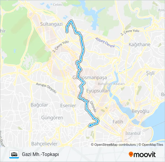 GAZI MAH.-TOPKAPI Dolmus & Minibus Line Map