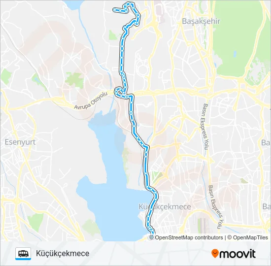 KÜÇÜKÇEKMECE-ORTAMAHALLE-GÜVERCINTEPE-KAYAŞEHIR Dolmus & Minibus Line Map