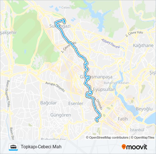 CEBECI MAH-TOPKAPI minibüs / dolmuş Hattı Haritası