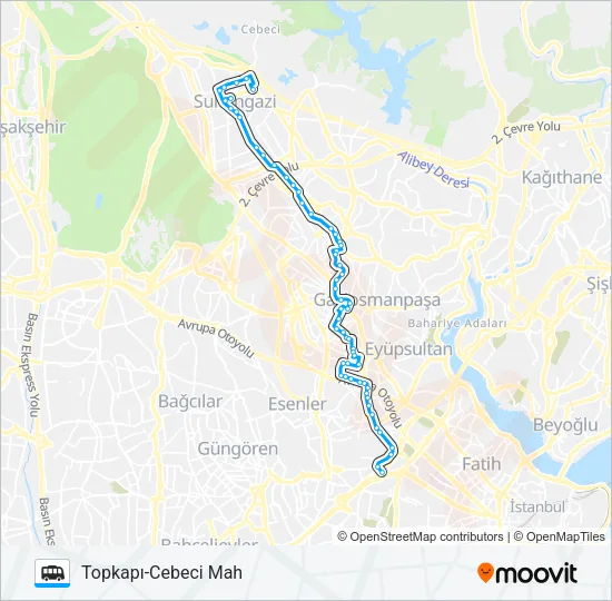 CEBECI MAH-TOPKAPI Dolmus & Minibus Line Map