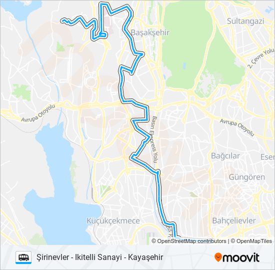 ŞIRINEVLER-KULELI-MASKO-ONURKENT-KAYAŞEHIR minibüs / dolmuş Hattı Haritası