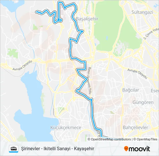 ŞIRINEVLER-KULELI-MASKO-ONURKENT-KAYAŞEHIR Dolmus & Minibus Line Map